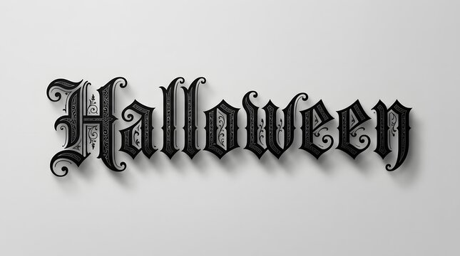 Halloween text in a decorative gothic font style