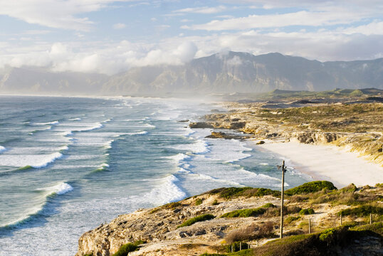 Scenic coastline at Walker Bay Nature Reserve in South Africa