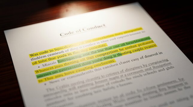 Highlighted Code of Conduct Document for Legal Review