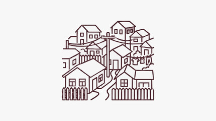 Fototapeta premium Black and white line art of a large Victorian house.