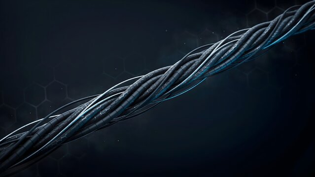Carbon nanotube advanced materials braid 3D render &ndash; Ideal for high strength engineering and scientific research.