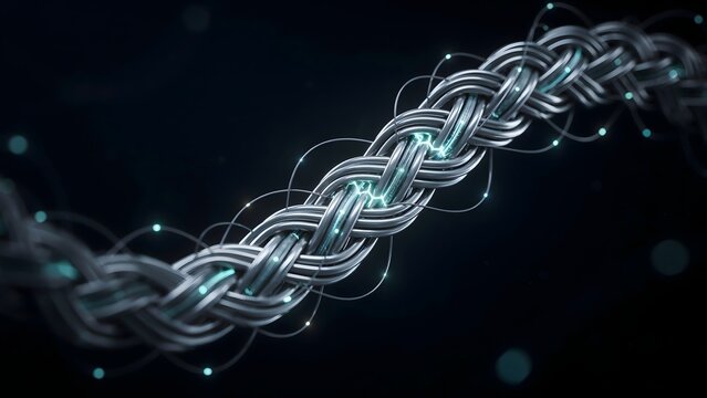 Cybersecurity fabric secure communication silver threads &ndash; Ideal for data encryption and zero trust systems.