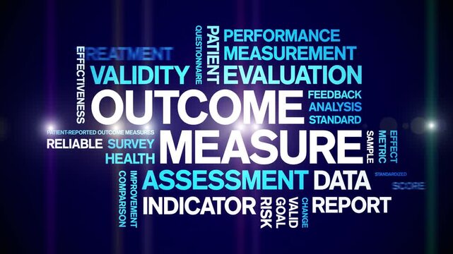 Outcome Measure animated word cloud-text design animation tag kinetic typography seamless loop.