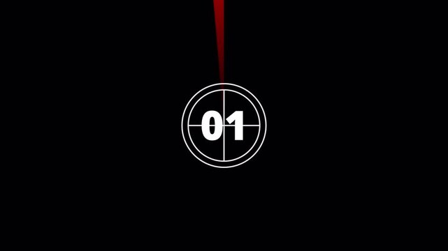 5 sec countdown animation. Five second timer animation on transparent background. 0 to 5 sec countdown in 4k with alpha channel,