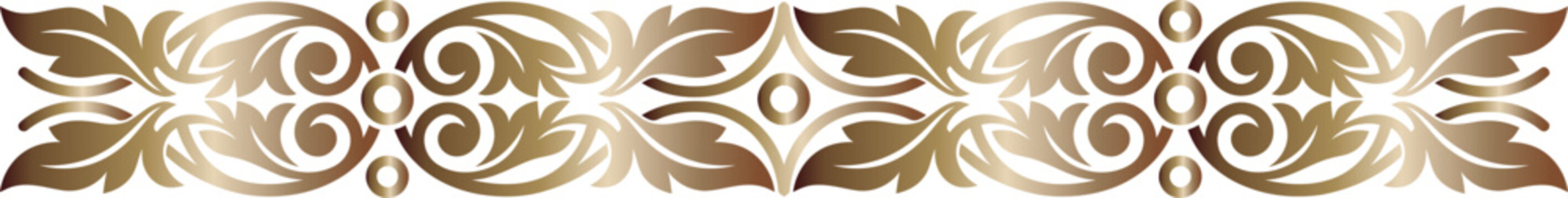 Bronze ornate floral border with swirling leaves and acanthus motifs on transparent background.