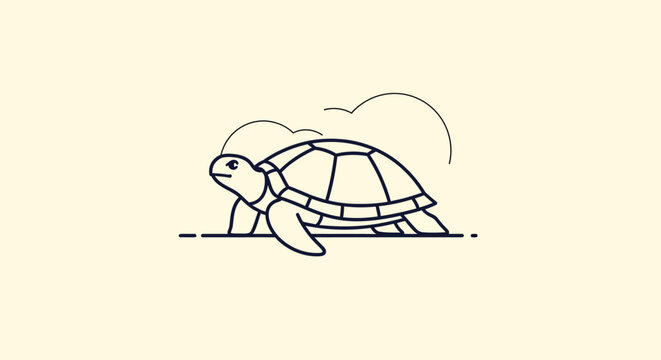 Minimalist turtle line art illustration on a clean background