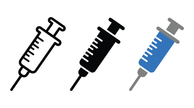 Syringe icon set with needle, medical injection and vaccine vector illustration