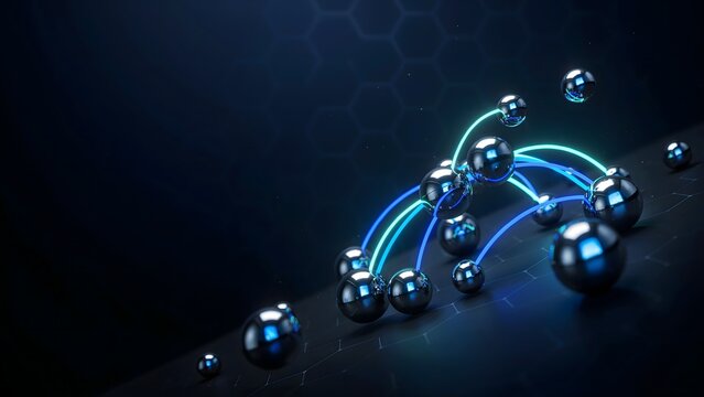 Enterprise digital network with chrome spheres &ndash; Great for cloud hosting platforms, modern database architecture, or tech startup promotions.