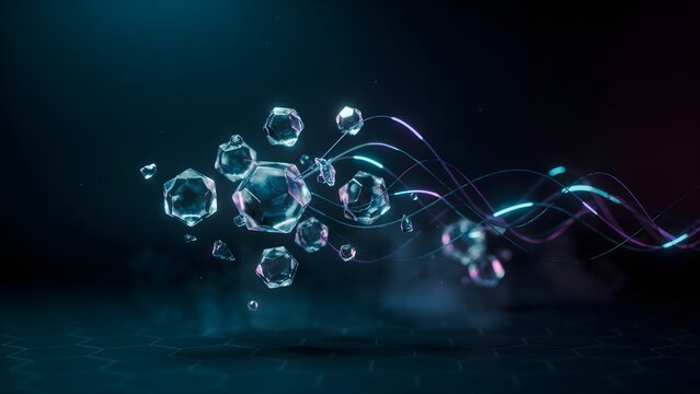 Futuristic remote workforce communication nodes &ndash; Perfect for virtual office services, online file sharing platforms, or digital workplace blogs.
