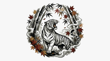Close up of a detailed lion head tattoo design. © Lok