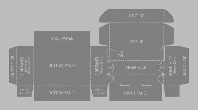 Detailed diagram of a laptop box template.