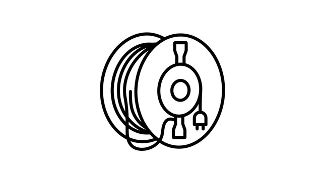 Electrical cable reel and power spool icon