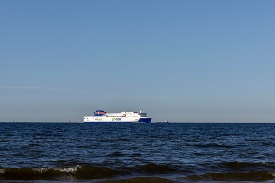 Swinoujscie, Poland June 26, 2026. A ferry carrying vehicles across the Baltic Sea, Swinoujscie, Poland.
