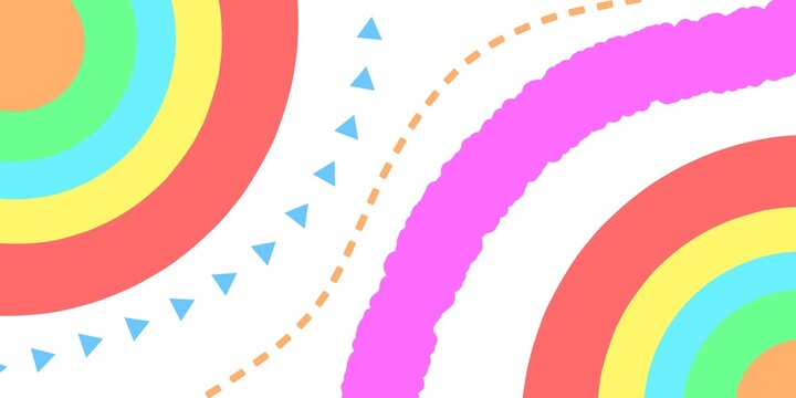 Abstract Pastel Rainbow Background with Colorful Geometric Shapes and Creative Textures