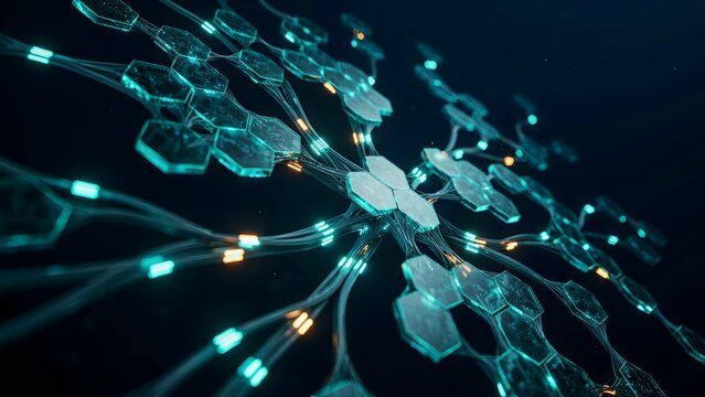 Fiber optics network with graphene nodes &ndash; Ideal for high speed internet providers, advanced telecommunication, or broadband connection.