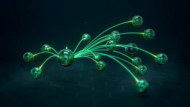 Emerald green smart grid energy network &ndash; Ideal for renewable energy startups, sustainability reports, or green iot tracking apps.