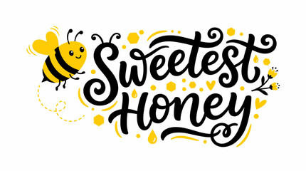 Sweet honey bee illustration with text. © Ira Project