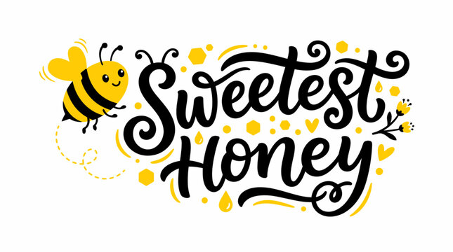 Sweet honey bee illustration with text.