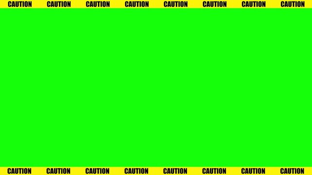Caution Text Ticker Border Animation Loop on Green Screen
