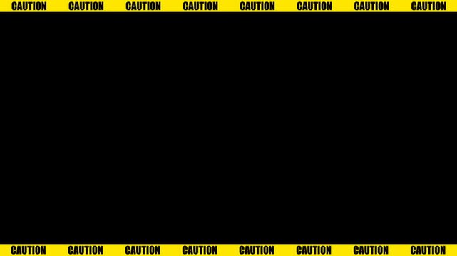 Caution Text Ticker Border Animation Loop on Transparent Background with Alpha Channel