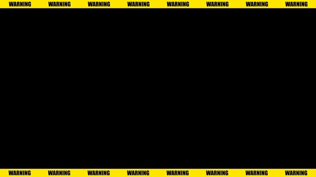 Warning Text Ticker Border Animation Loop on Transparent Background with Alpha Channel