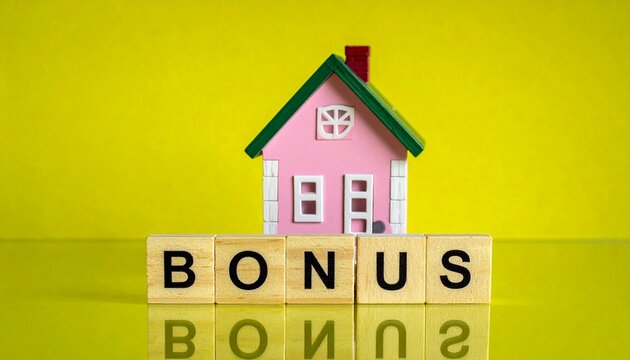 Pink house with bonus blocks on bright yellow background