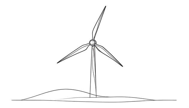 Minimalist line art illustration of a windmill silhouette.