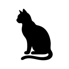 Black cat silhouette, feline icon, pet vector, animal shape © MDImrul