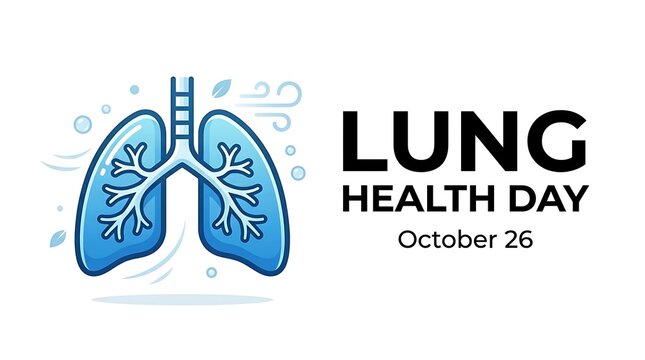 Lung health day october 26th awareness campaign with blue