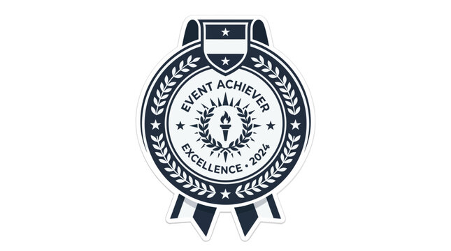 Event achiever excellence 2024 badge with torch and laurel wreath.