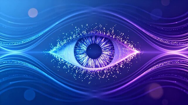 Abstract eye with glowing lines