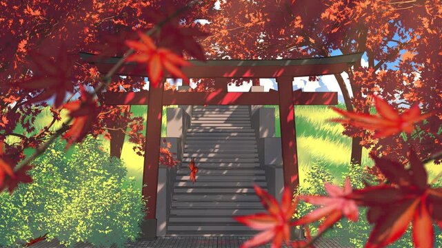 Japanese garden in autumn
