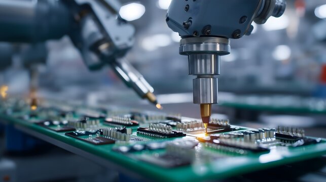 High-tech electronics production in modern manufacturing facility