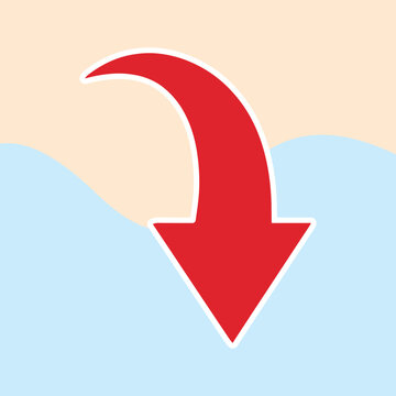 Red Curved Arrow Vector Icon Isolated on Background