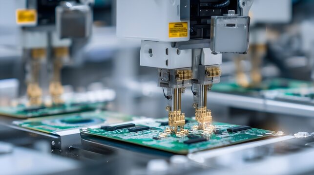 High-tech electronics production in modern manufacturing facility