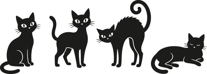 Happy helloween day black cats silhouettes for halloween decorations and greetings © ROMIJUDDIN