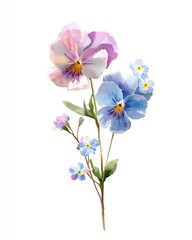 Obraz premium Elegant watercolor flower pair with pansy and forget me not