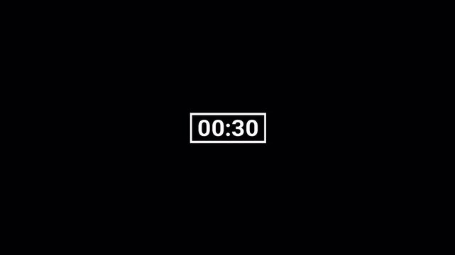 one minute count down timer,simple blavk background,count down from 60 seconds to 0 seconds.
