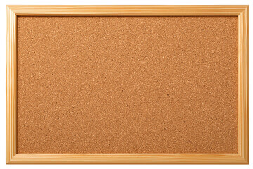 Fototapeta premium Blank rectangular cork board with light wooden frame isolated on white background, Clipping Path, png