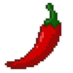 Fototapeta premium Red hot chili pepper in 8-bit pixel art style png