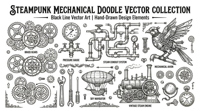 Vintage Hand Drawn Vector Collection of Retro Sketch Illustrations with Antique Frames Trees Flowers Farm Food Nature Christmas Halloween Medieval Icons and Decorative Design Elements