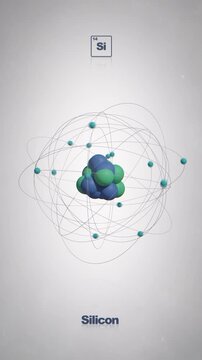 Seamlessly Looped Animated Silicon Atom - Element Periodic Table