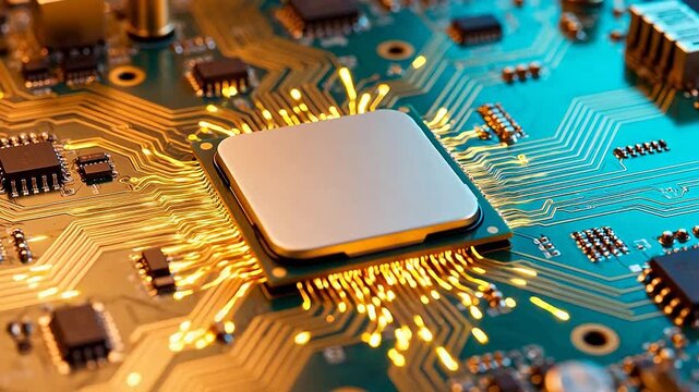 Closeup of a computer circuit board