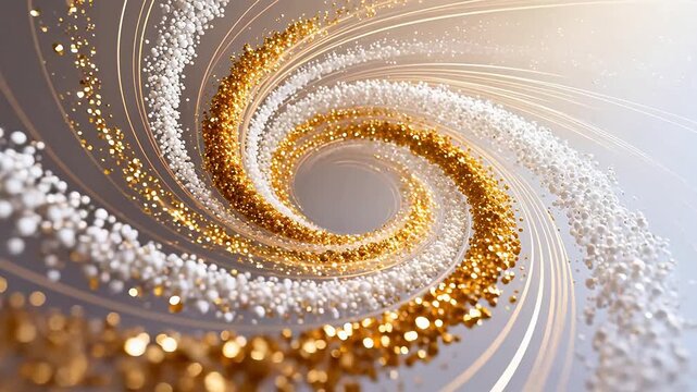 Golden and white spiral particle pattern