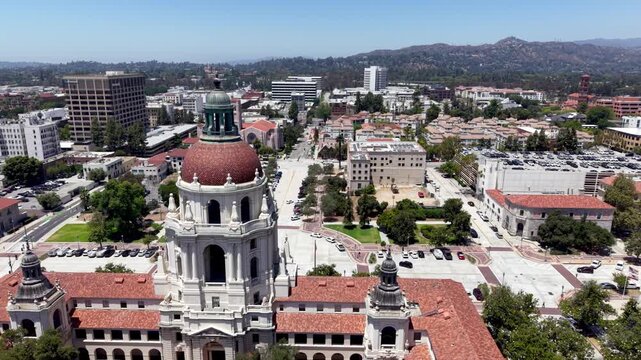 city hall pasadena california aerial orbit
