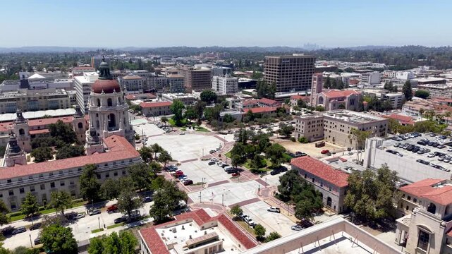 aerial orbit of downtown pasadena california