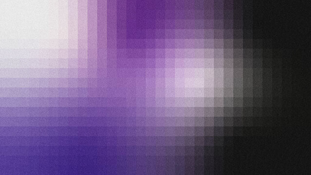 Textured grainy noise abstract background with vertical grid lines, smooth gradient shifting from pale white to rich violet purple, then deep black.