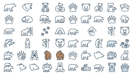 Bear Icon Set Vector Illustration © nurulaan
