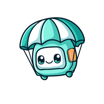 Cute cartoon parachute character with smiling face