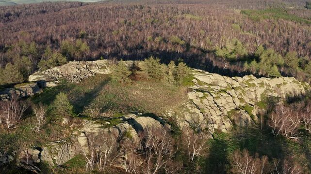 Urals in spring: Irendyk ridge, Mount Karatashmas. Aerial view.